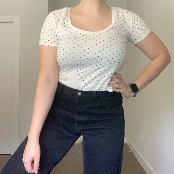 Nordstrom BP White Polka Dot Scoop Neck T-shirt - Picture 2 of 8